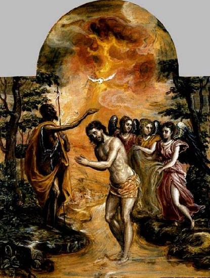 GRECO, El Baptism of Christ oil painting picture